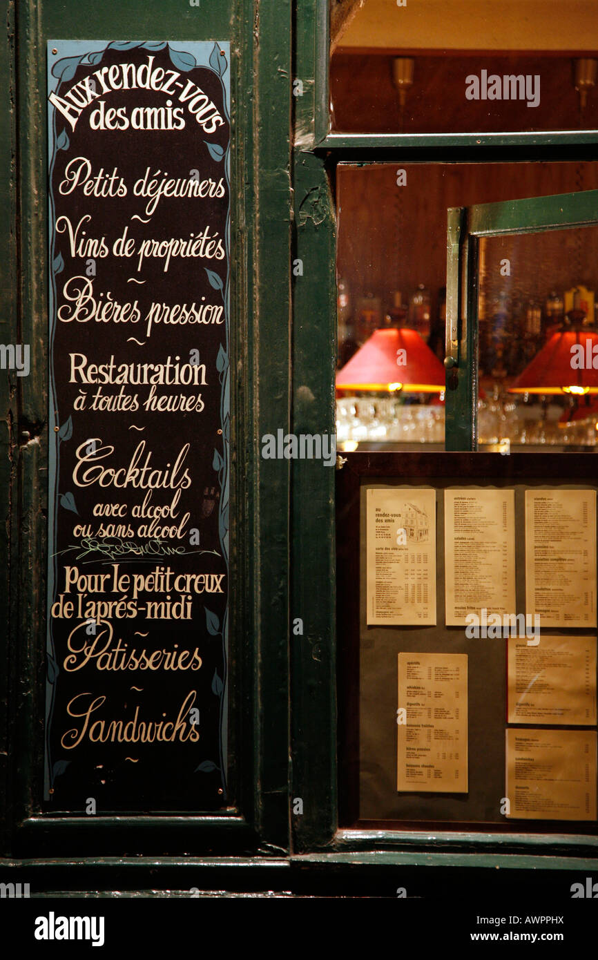 Il Bistro Aux rendez-vous des Amis, Quartier Marais, Parigi, Francia, Europa Foto Stock