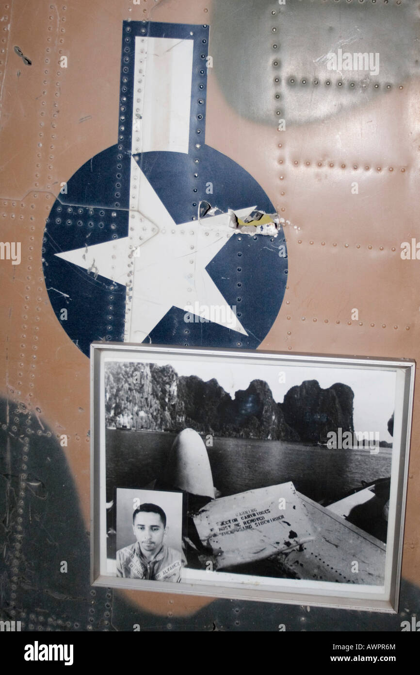 Immagine di un pilota americano, il museo della guerra in Vietnam a Hanoi, Asia Foto Stock