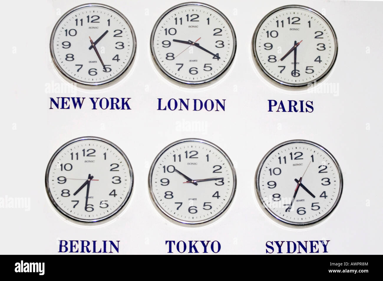 Tempo in diverse città del mondo Foto Stock