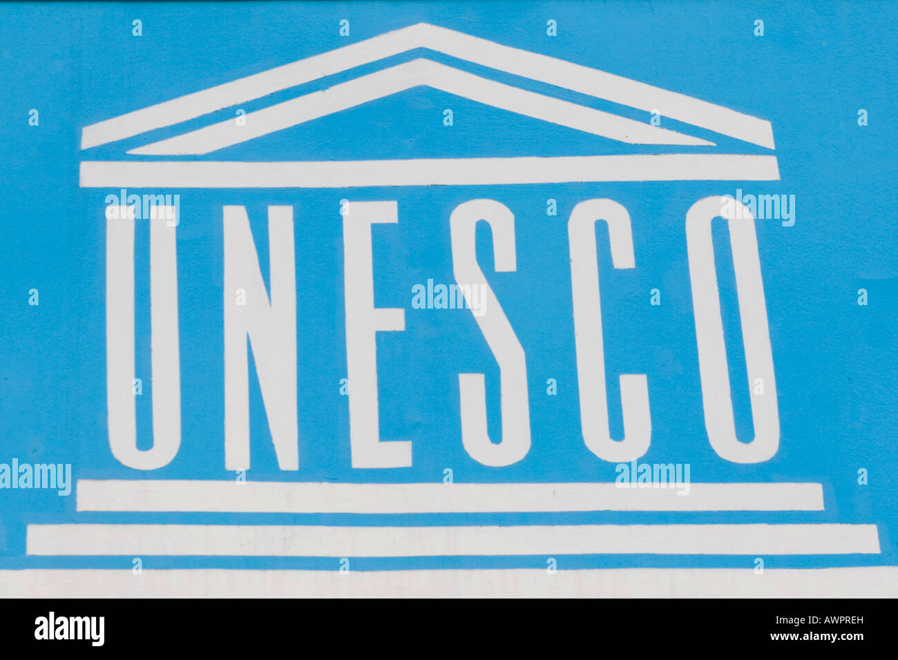 Logo UNESCO Organizzazione delle Nazioni Unite per l'Educazione, Organizzazione Scientifica e Culturale Foto Stock