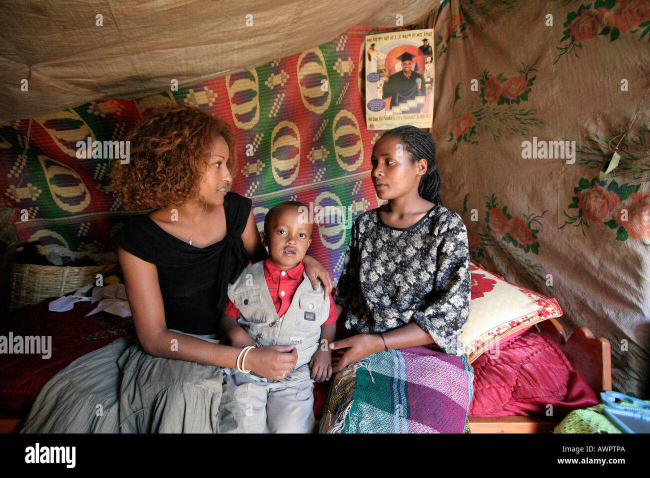 Etiopia AIDS famiglia afflitto, Addis Abeba Foto Stock