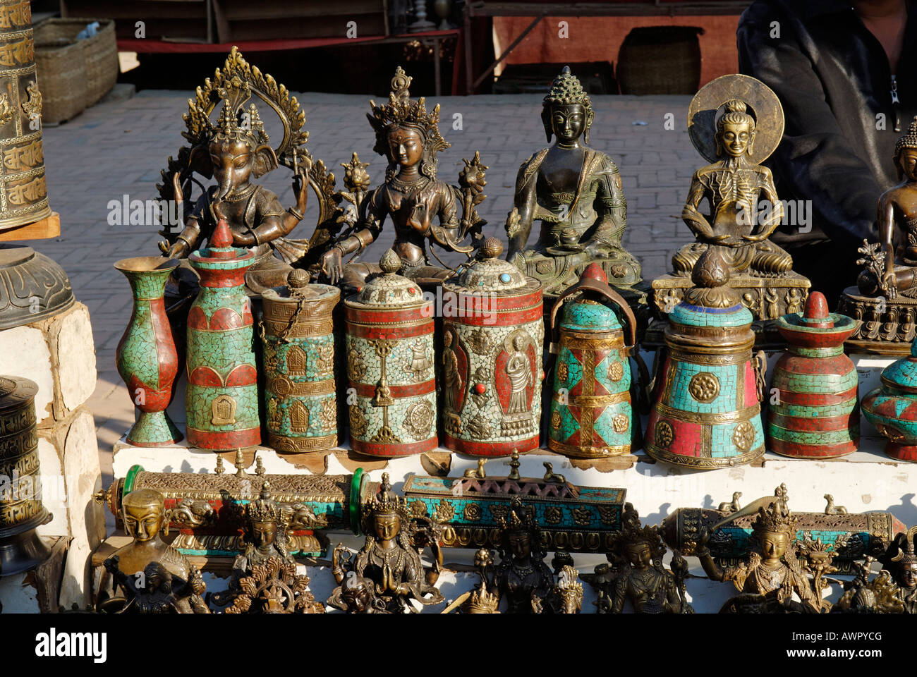 Il mercato turistico a Bhaktapur, valle di Kathmandu, Nepal Foto Stock