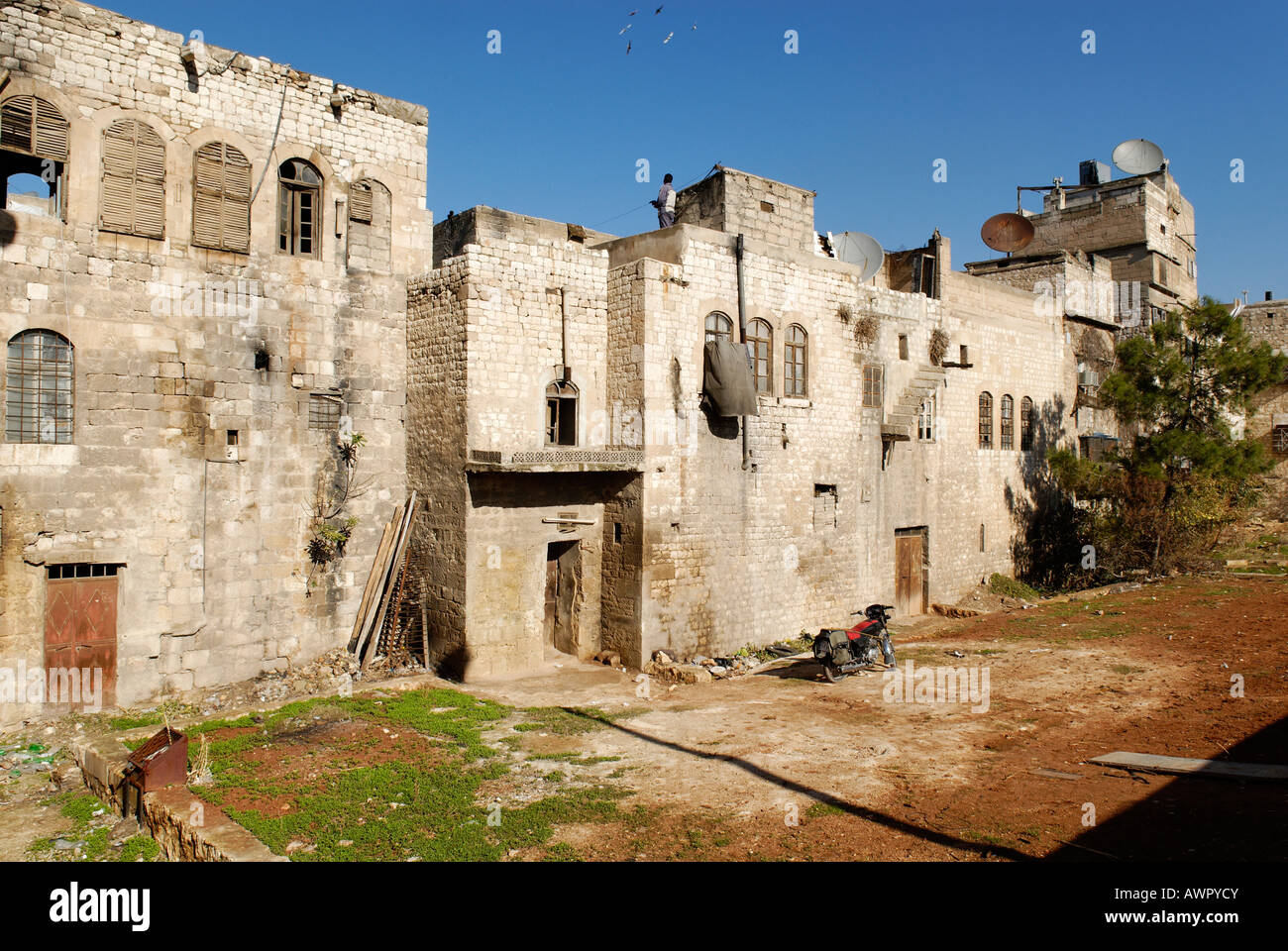 Mura storiche della città di Aleppo, Siria Foto Stock