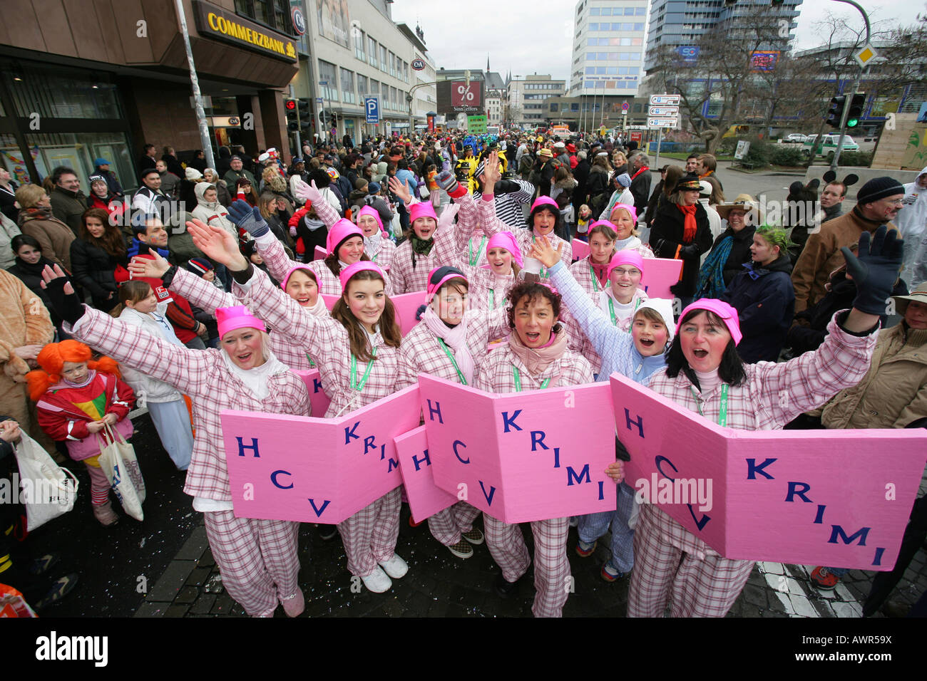Mardi Gras Parade di Coblenza, Renania-Palatinato, Germania: libri Foto Stock