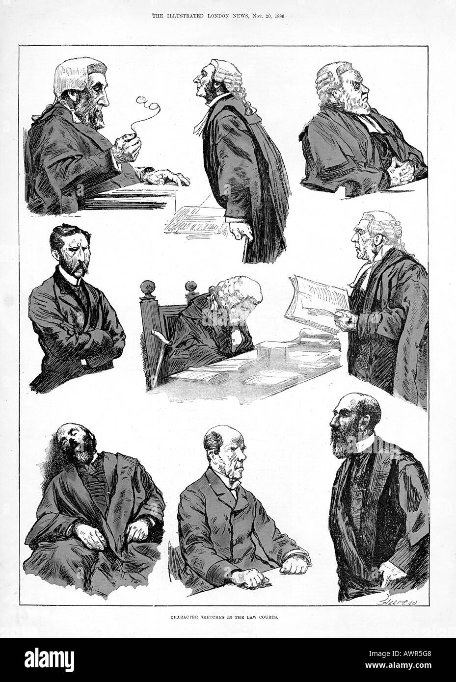 Schizzi nei tribunali II una serie di bozzetti di carattere dai tribunali di Londra nel 1886 Foto Stock
