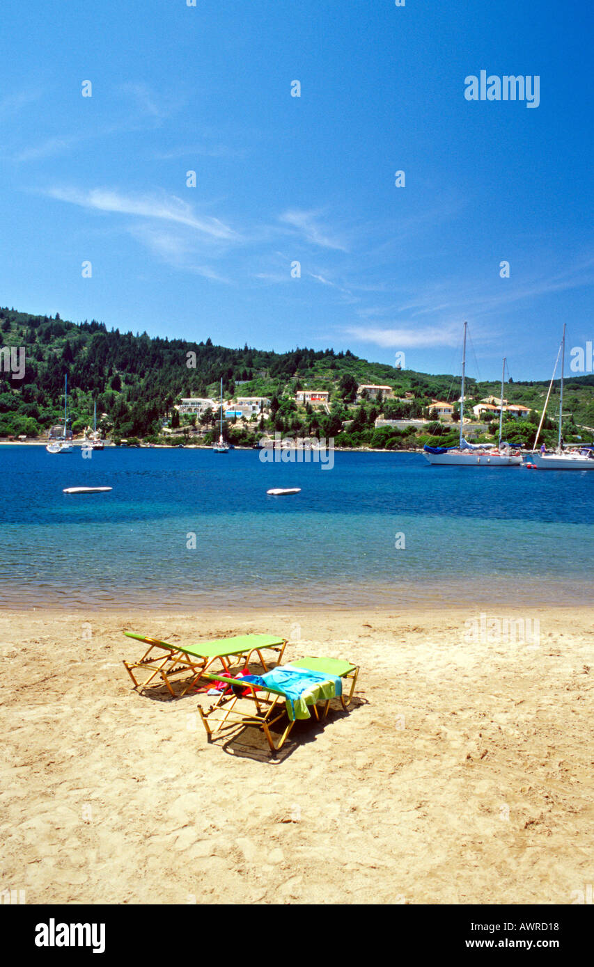 Andati a Pranzo Spiaggia Mogonnisi Paxos Grecia PAXI DELLE ISOLE IONIE Grecia Europa Foto Stock