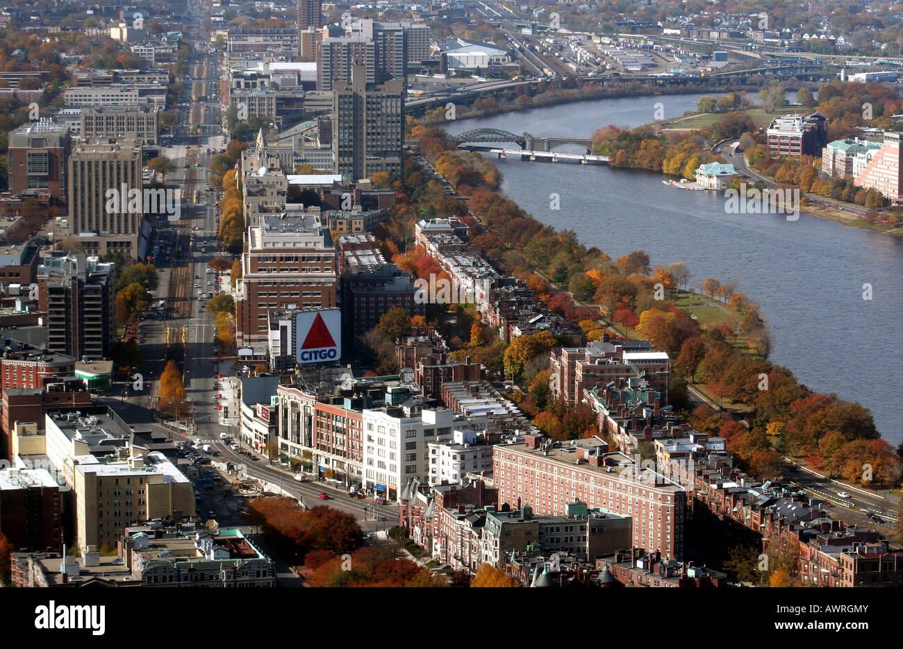 Vista aerea di Kenmore Square di Boston Massachusetts Foto Stock