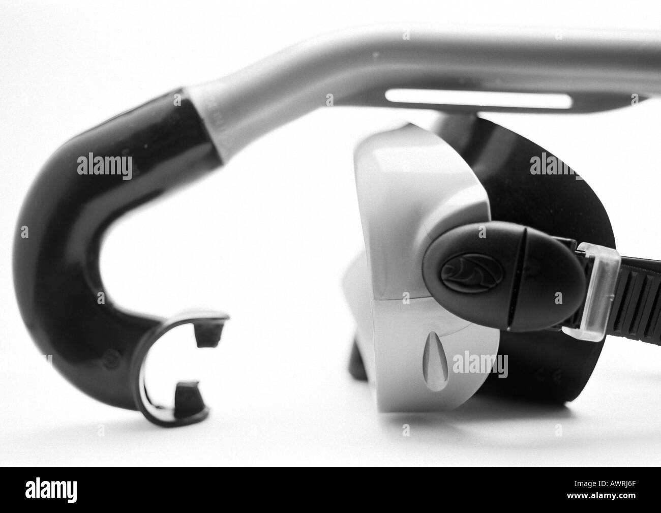 Nuoto maschera e snorkel, b&w. Foto Stock