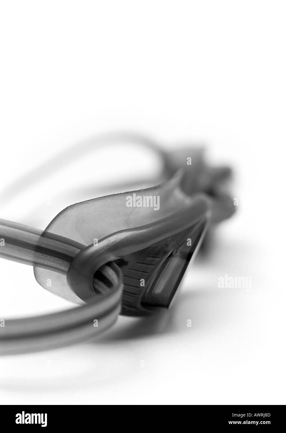 Occhiali da nuoto, close-up, b&w. Foto Stock