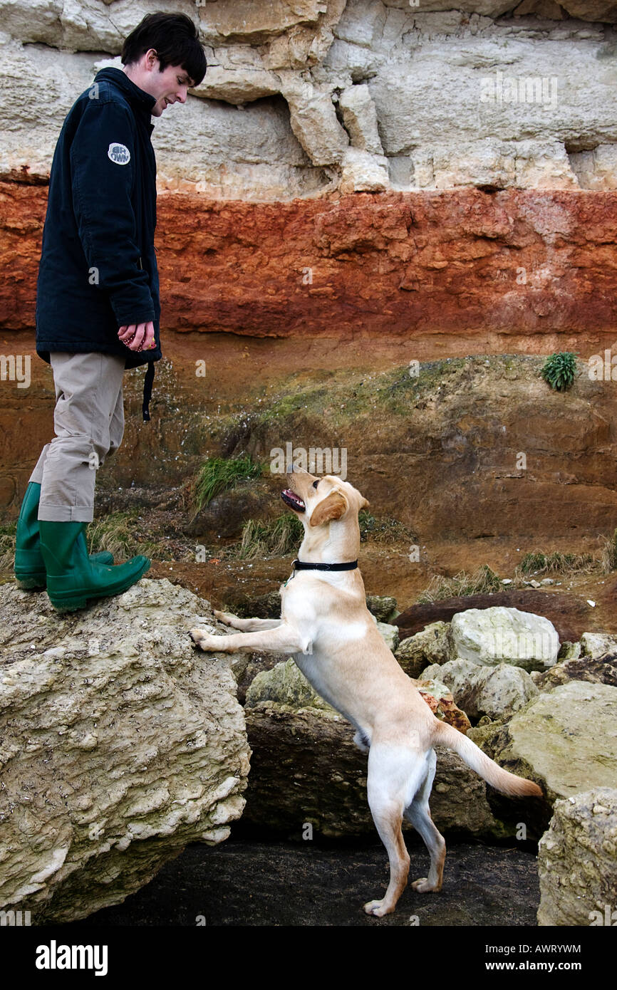 Cane e master Hunstanton. Foto Stock