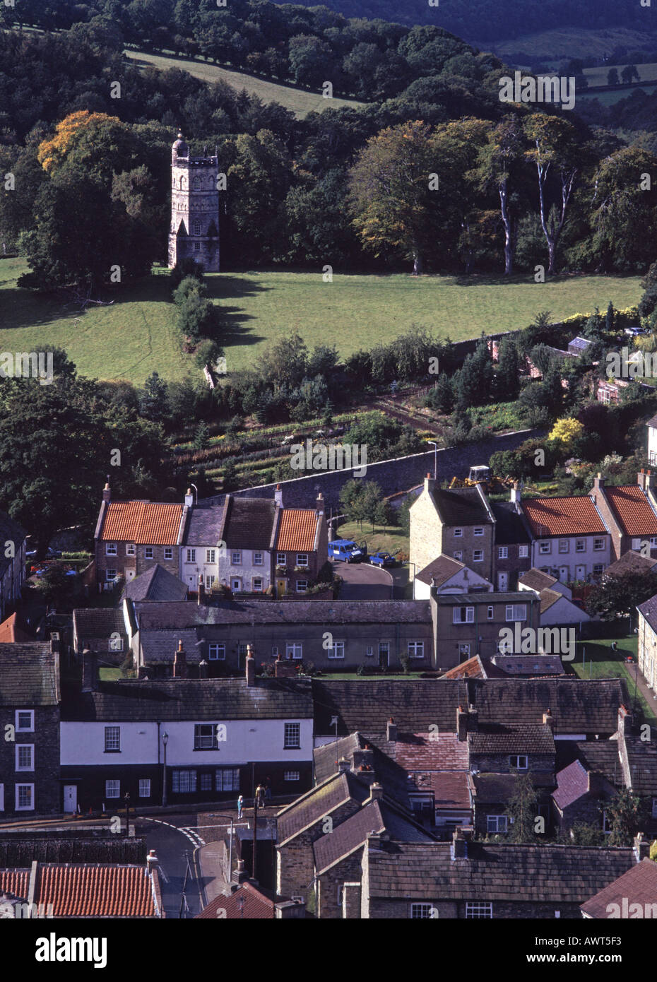 La vista Culloden Torre la dal mantenere Richmond Castle Richmond Swaledale Yorkshire Dales Inghilterra Foto Stock