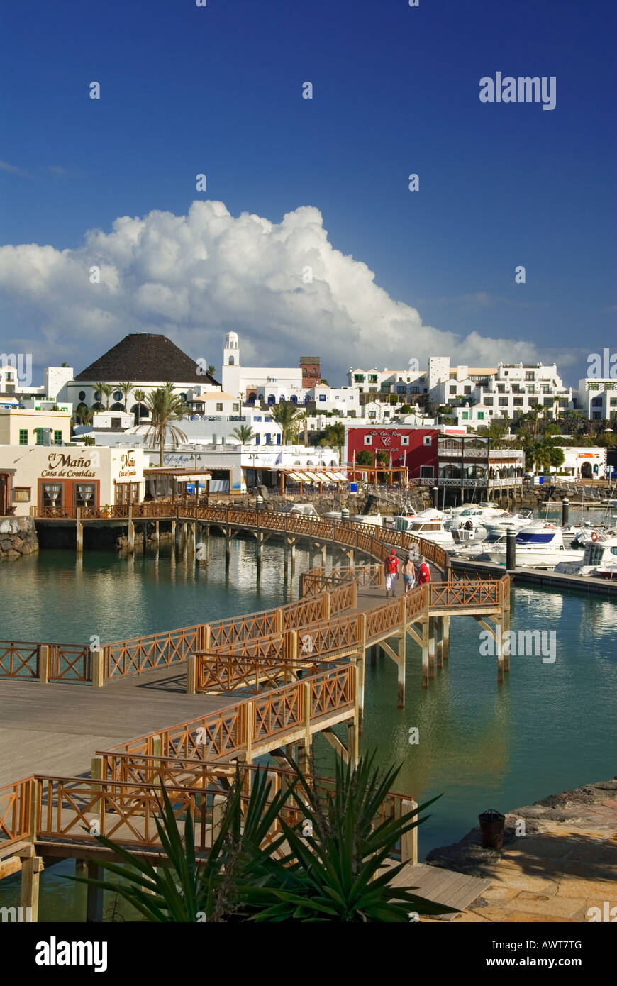 Marina Rubicon sviluppo del porto sulla costa sud occidentale di Lanzarote, Isole Canarie, Spagna Foto Stock