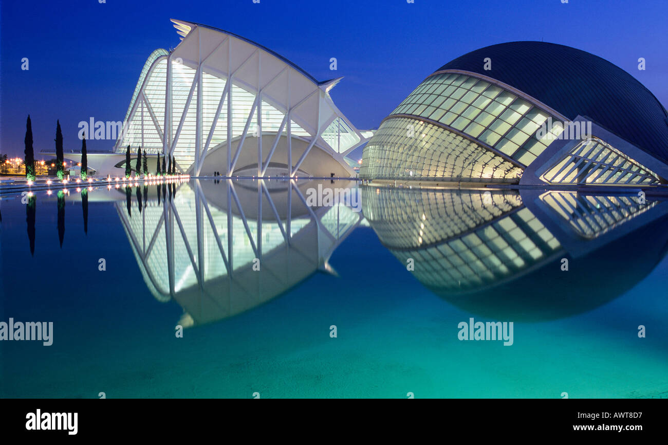 Spagna Valencia Arti e scienza park Cuidad de las Artes y las Ciencias de Valencia Foto Stock