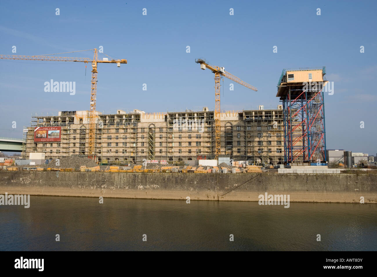 Rheinauhafen Koeln Baustelle Colonia sito in costruzione yacht port ulteriormente la città di storage Foto Stock