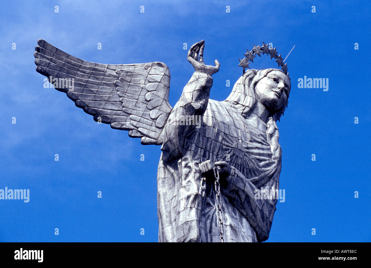 Virgen de Quito statua vergine di Quito presso Cerro Panecillo Quito Ecuador Foto Stock