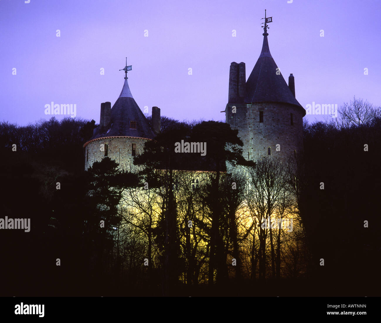 Castell Coch di notte Tongwynlais Cardiff Wales UK Foto Stock
