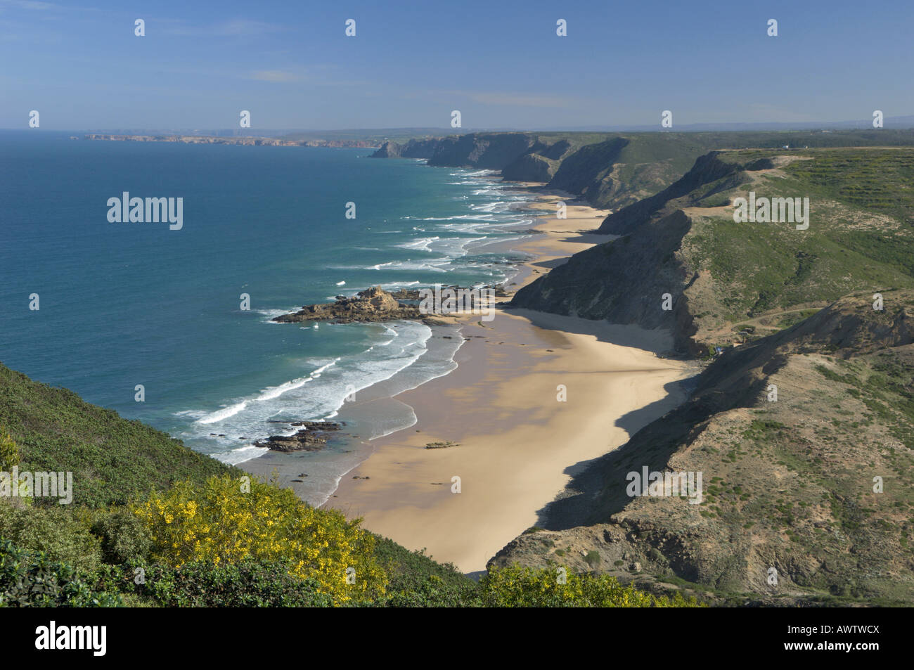 Il Portogallo Algarve Costa Vicentina vista della costa occidentale Foto Stock
