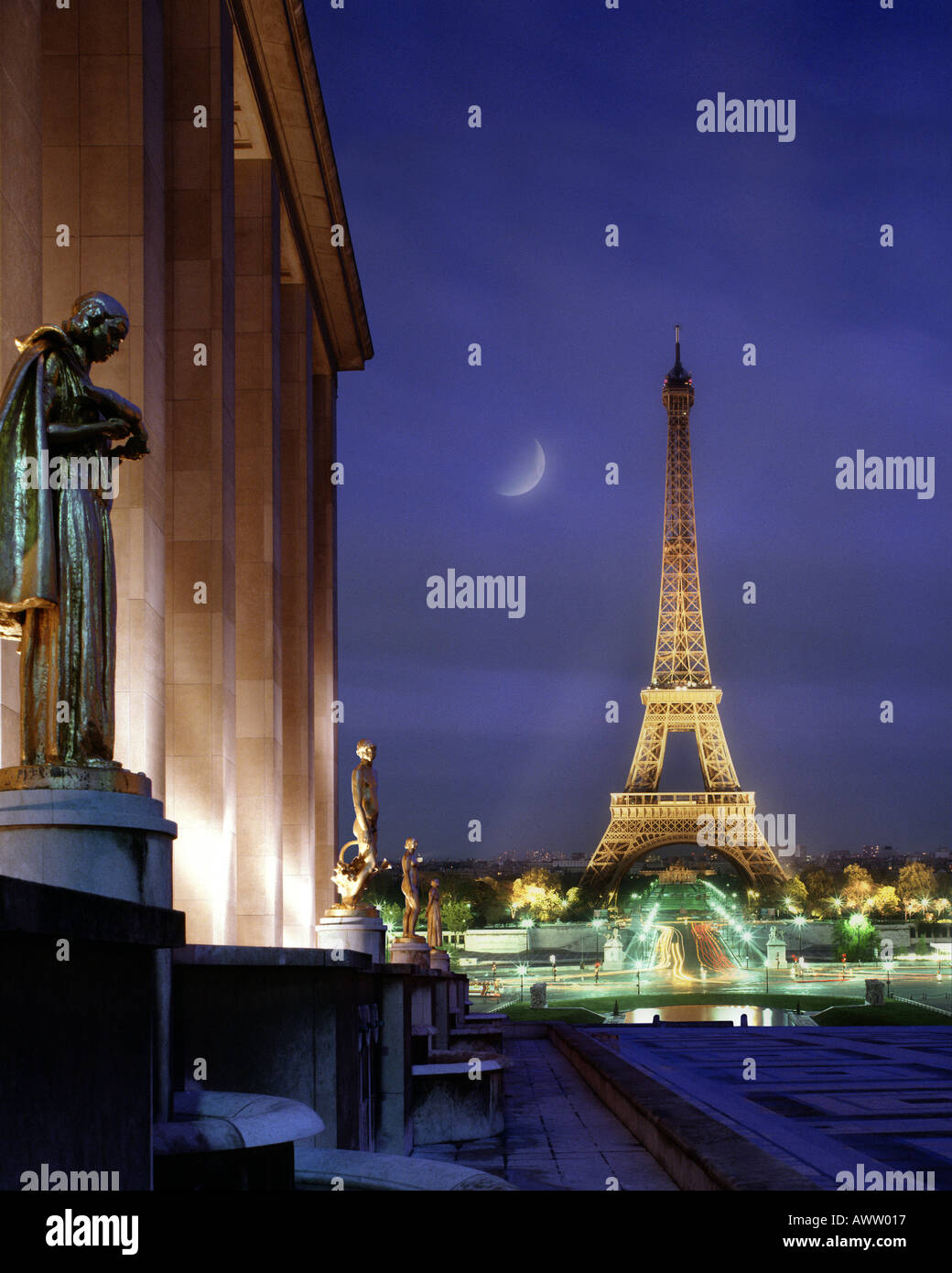 FR - Parigi: Torre Eiffel di notte visto dal Palais de Caillot Foto Stock
