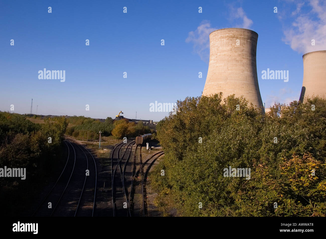 Didcot Power Station per la consegna di carbone di binari ferroviari Foto Stock