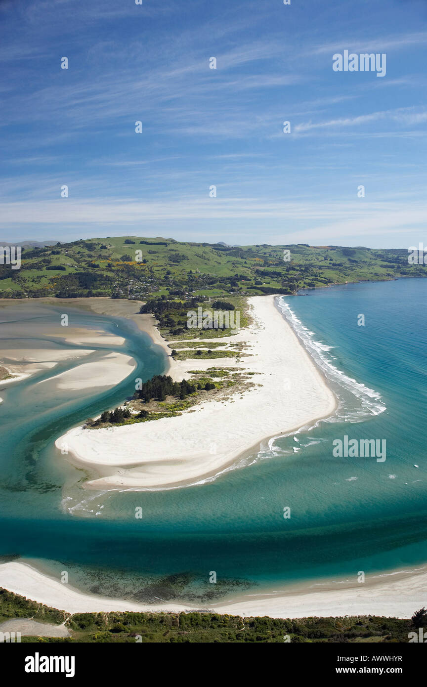 Spiaggia di Warrington e Blueskin baia vicino a Dunedin Isola del Sud della Nuova Zelanda antenna Foto Stock