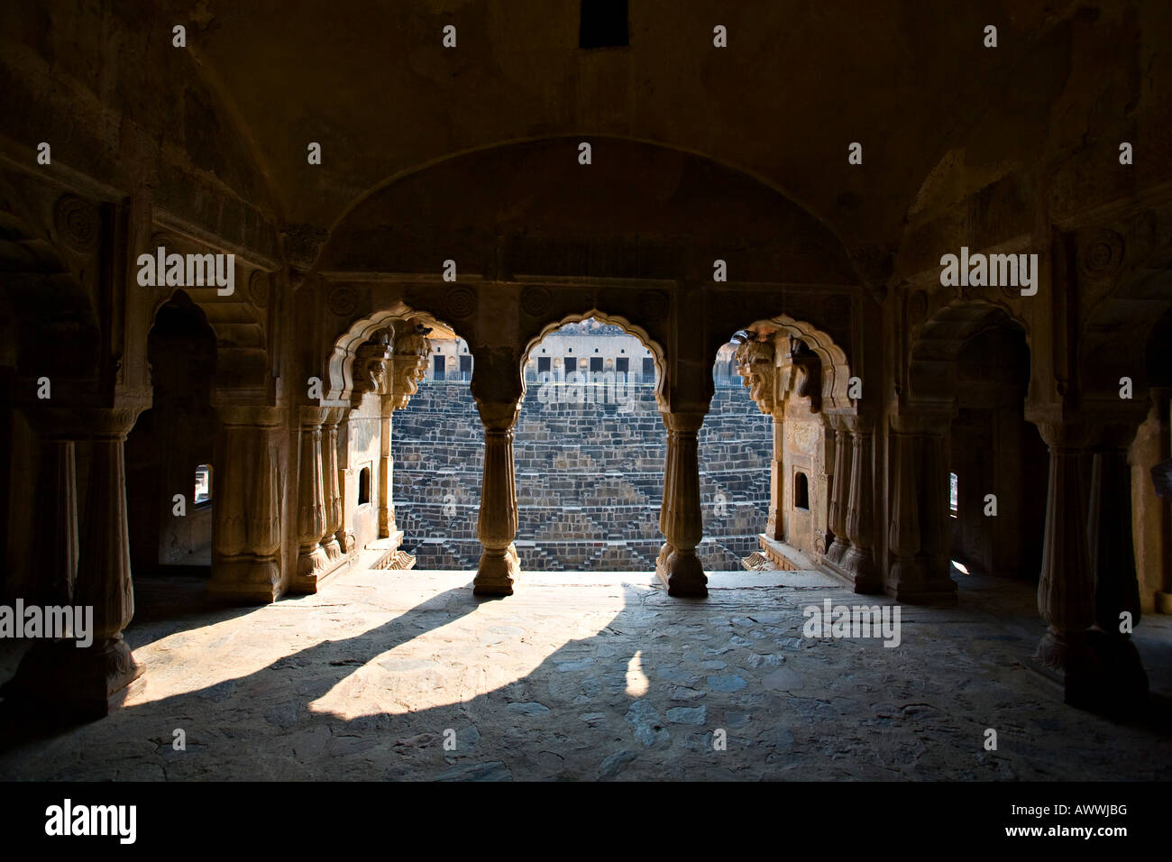 Chand Baori passo ben, Abhaneri, Rajasthan, India, Asia Foto Stock