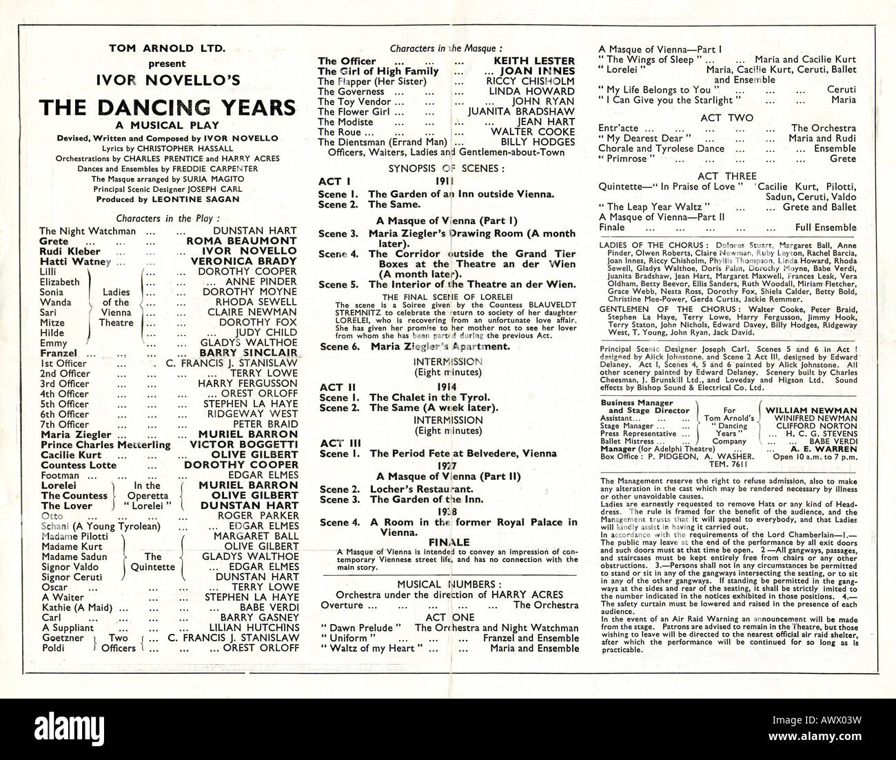 1942 Adelphi Theatre programma di Ivor Novello è la danza di anni solo uso editoriale Foto Stock