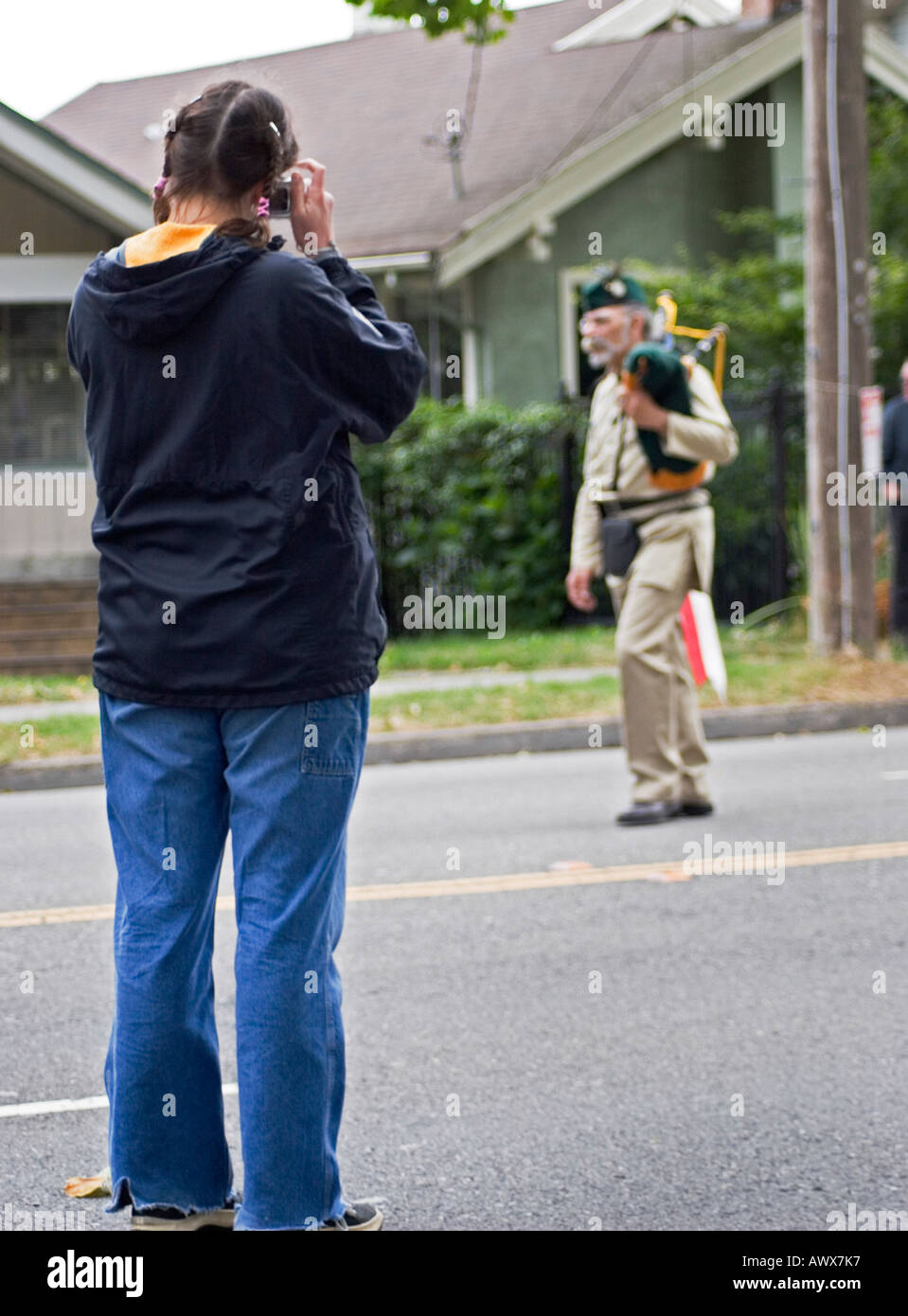 Spettatore fotografare luglio 4 Stati Uniti indipendenza parata del giorno Foto Stock