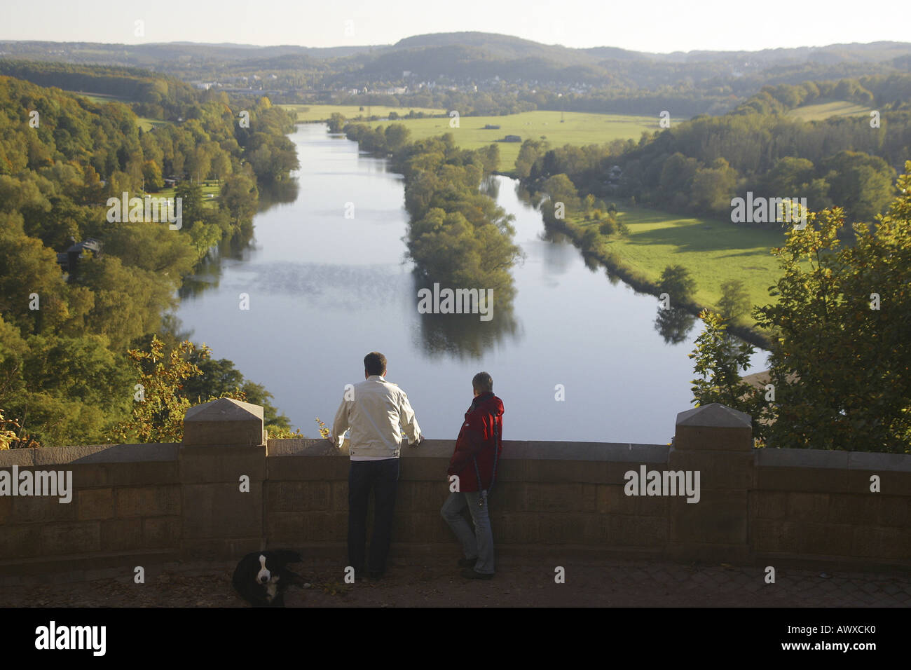 Vista della valle della Ruhr, in Germania, in Renania settentrionale-Vestfalia, la zona della Ruhr, Witten Foto Stock