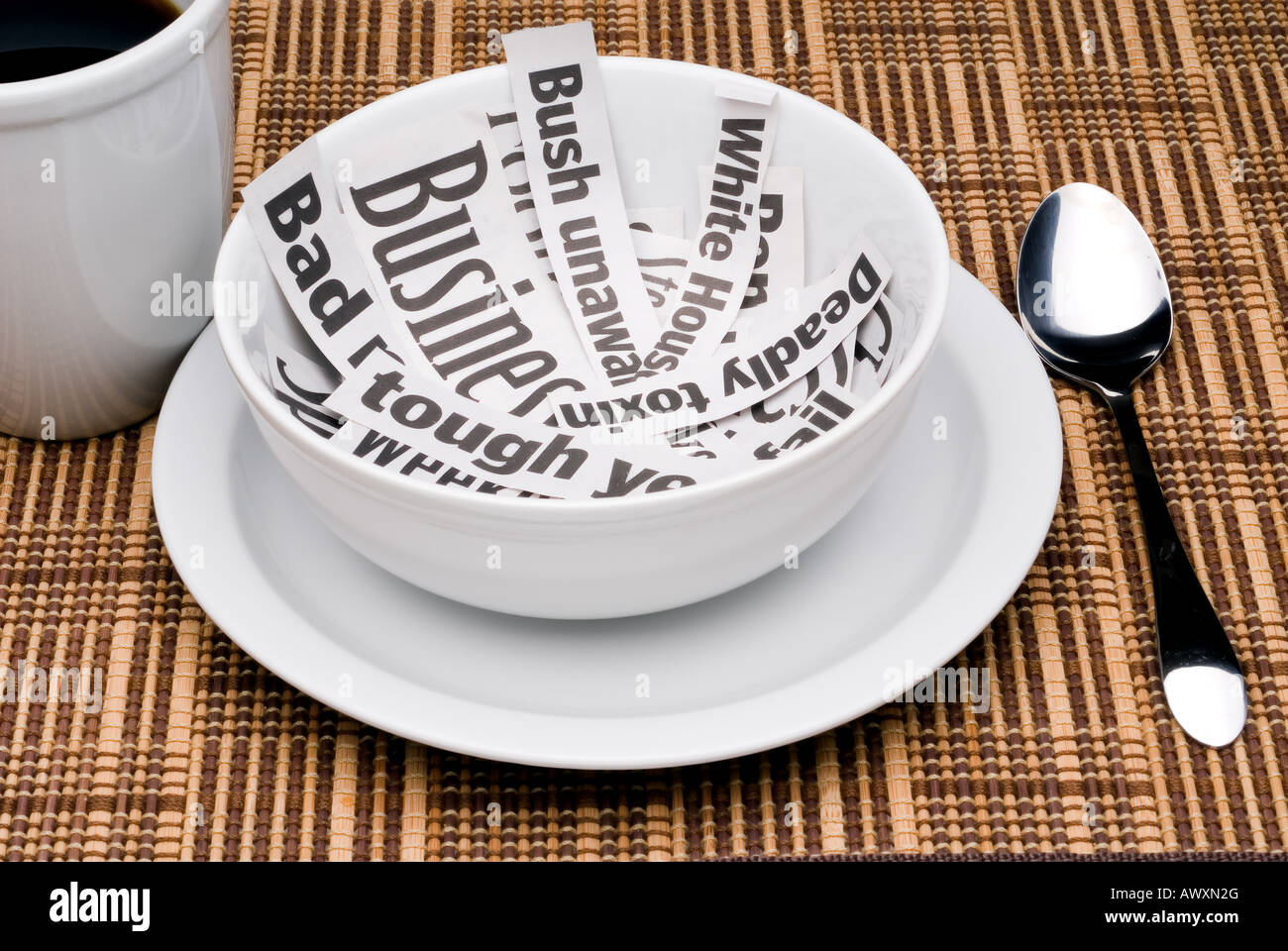 Mangiare la mattina notizie per la prima colazione Foto Stock