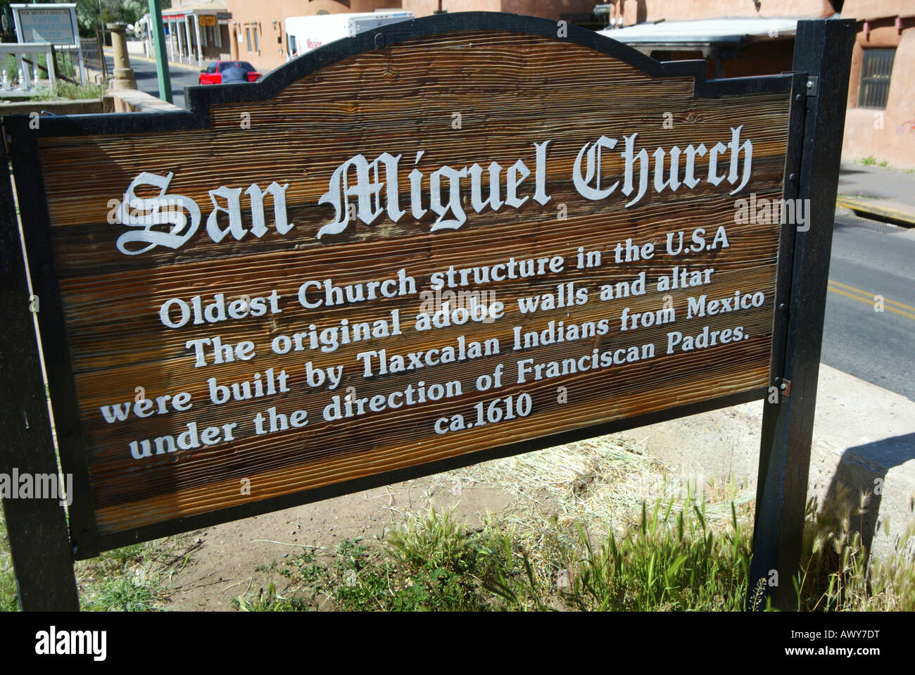 Chiesa di San Miguel chiesa più antica struttura in Stati Uniti 1610 in Santa Fe New Mexico USA Foto Stock