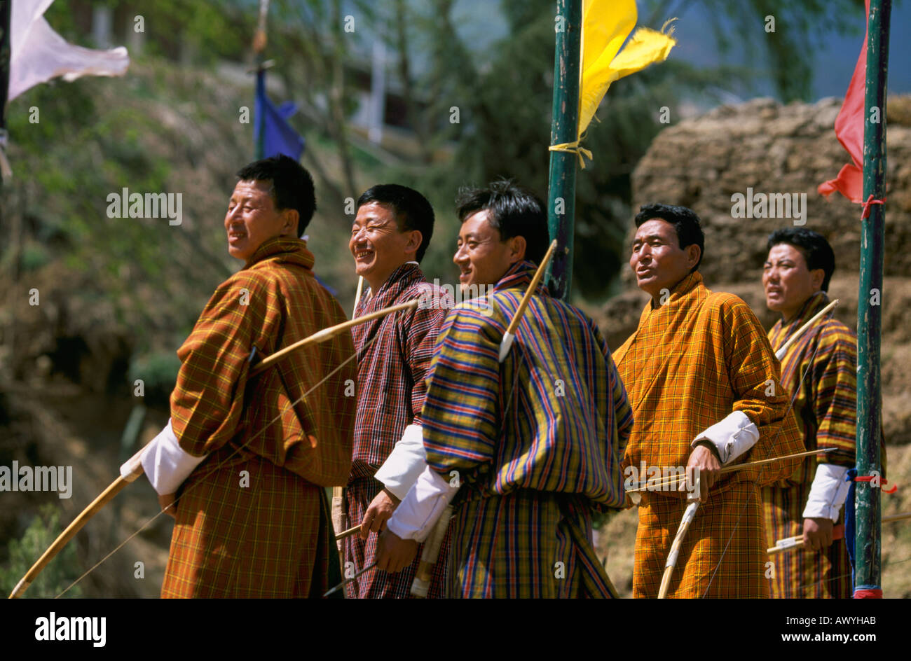 Tiro con l'arco al Changlimithang (nazionale) stadium di Thimphu Bhutan Foto Stock