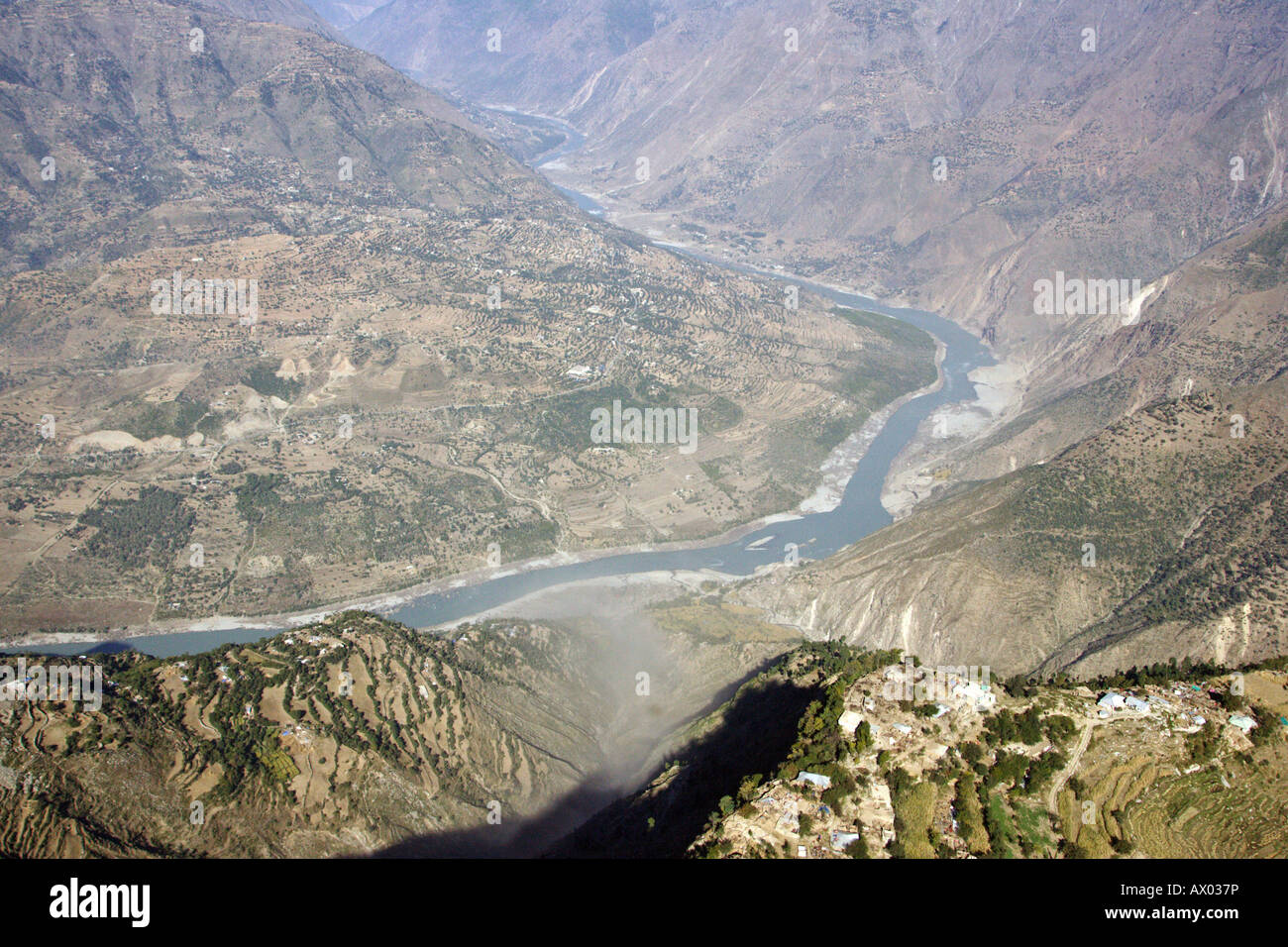 Vista aerea della zona del terremoto in Pakistan Foto Stock