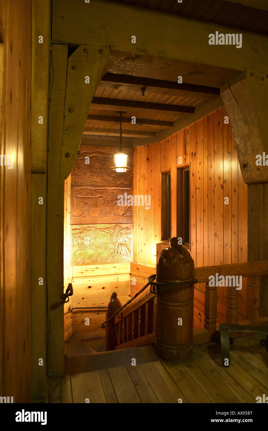Interior shot di Timberline Lodge Mt Hood Oregon Foto Stock