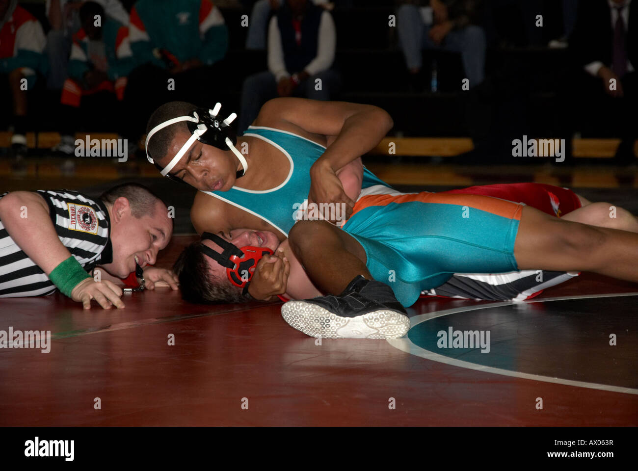 Alta scuola match wrestling Foto Stock