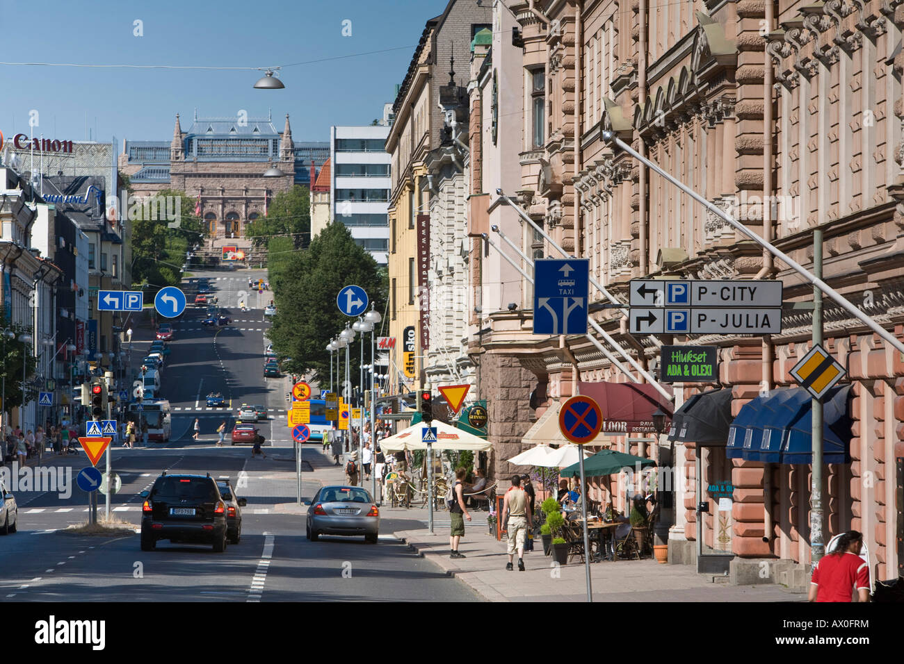 Vista verso il Museo d'arte, centro di Turku, Finlandia Foto Stock