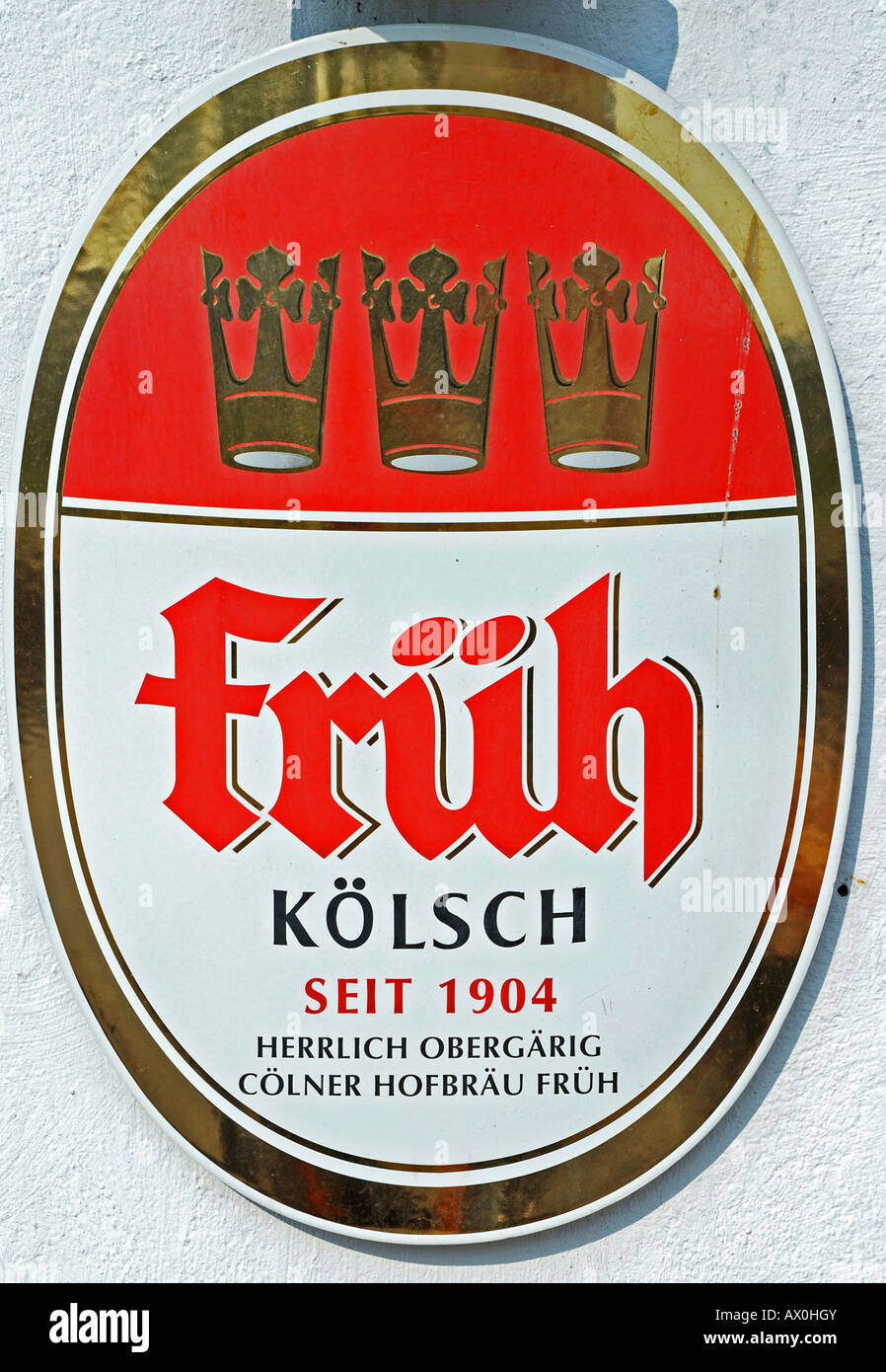 Pubblicità segno per Koelsch (birra locale) nella parte vecchia della città di Colonia, nella Renania settentrionale-Vestfalia, Germania Foto Stock
