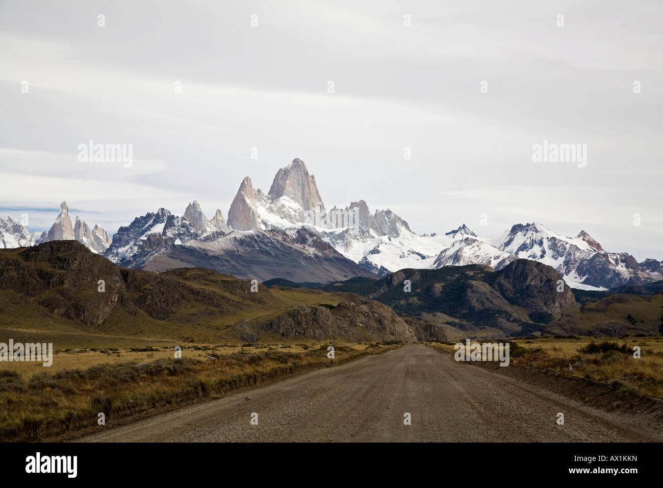 La strada per il Fitz Roy massiv, parco nazionale Los Glaciares, Argentina, Patagonia, Sud America Foto Stock