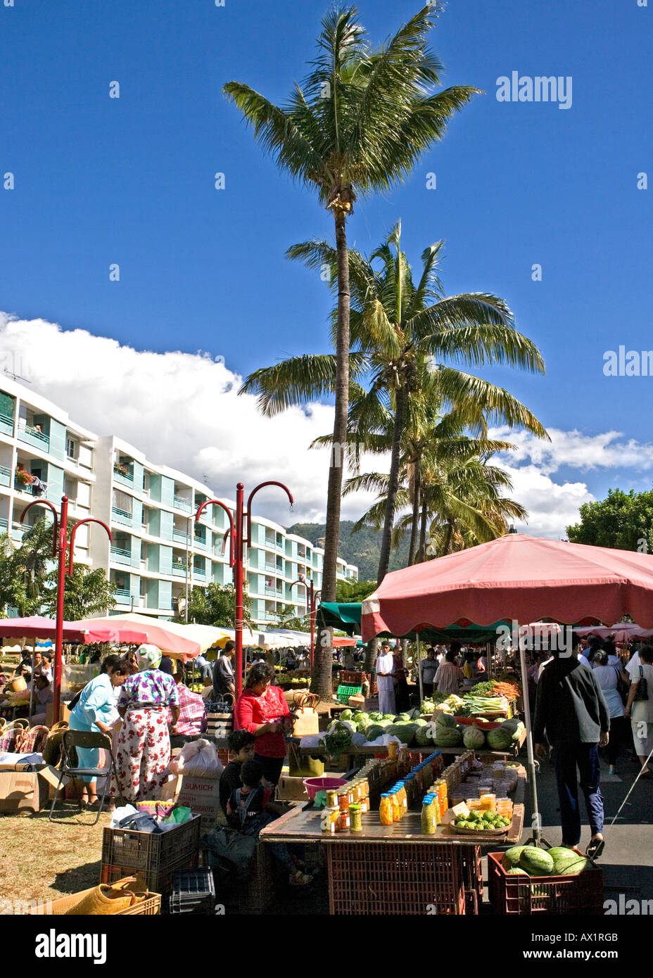 Giorno di mercato Saint-Denis de La Réunion. Foto Stock