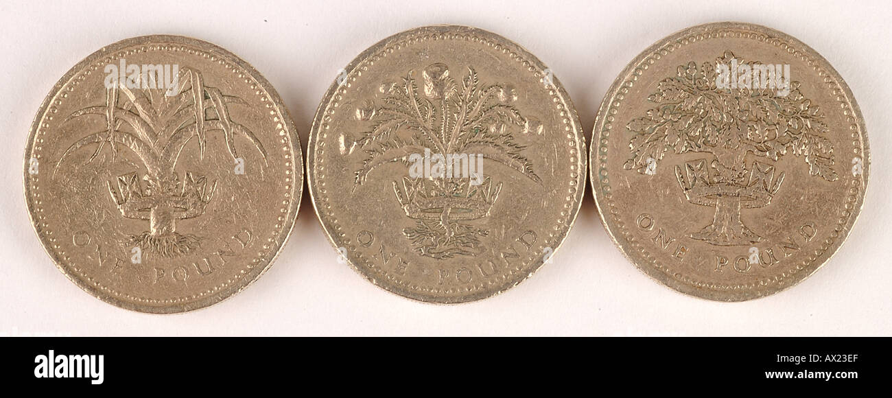 Tre monete Britanniche 1445653 uid Foto Stock