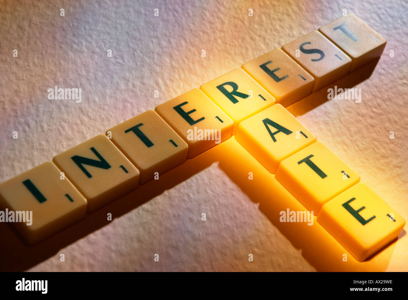 SCRABBLE BOARD GAME ortografia lettere di tasso di interesse Foto Stock