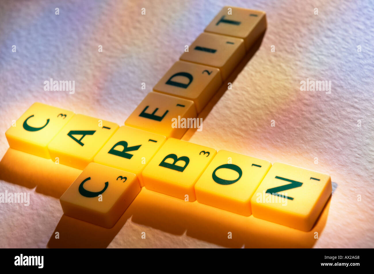 SCRABBLE BOARD GAME ortografia lettere di credito di carbonio Foto Stock