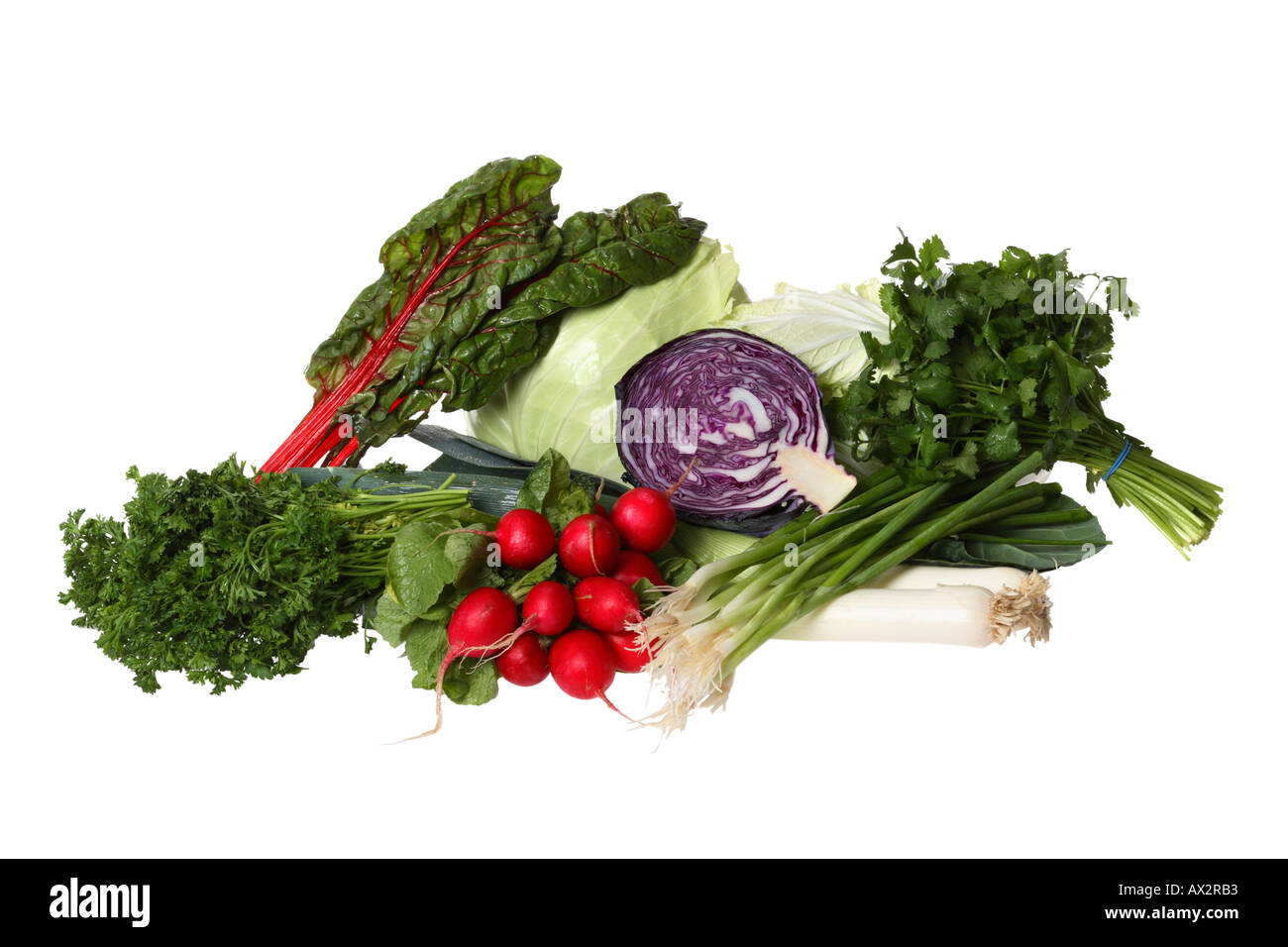 Assortimento di freschi ortaggi raccolti. Foto Stock