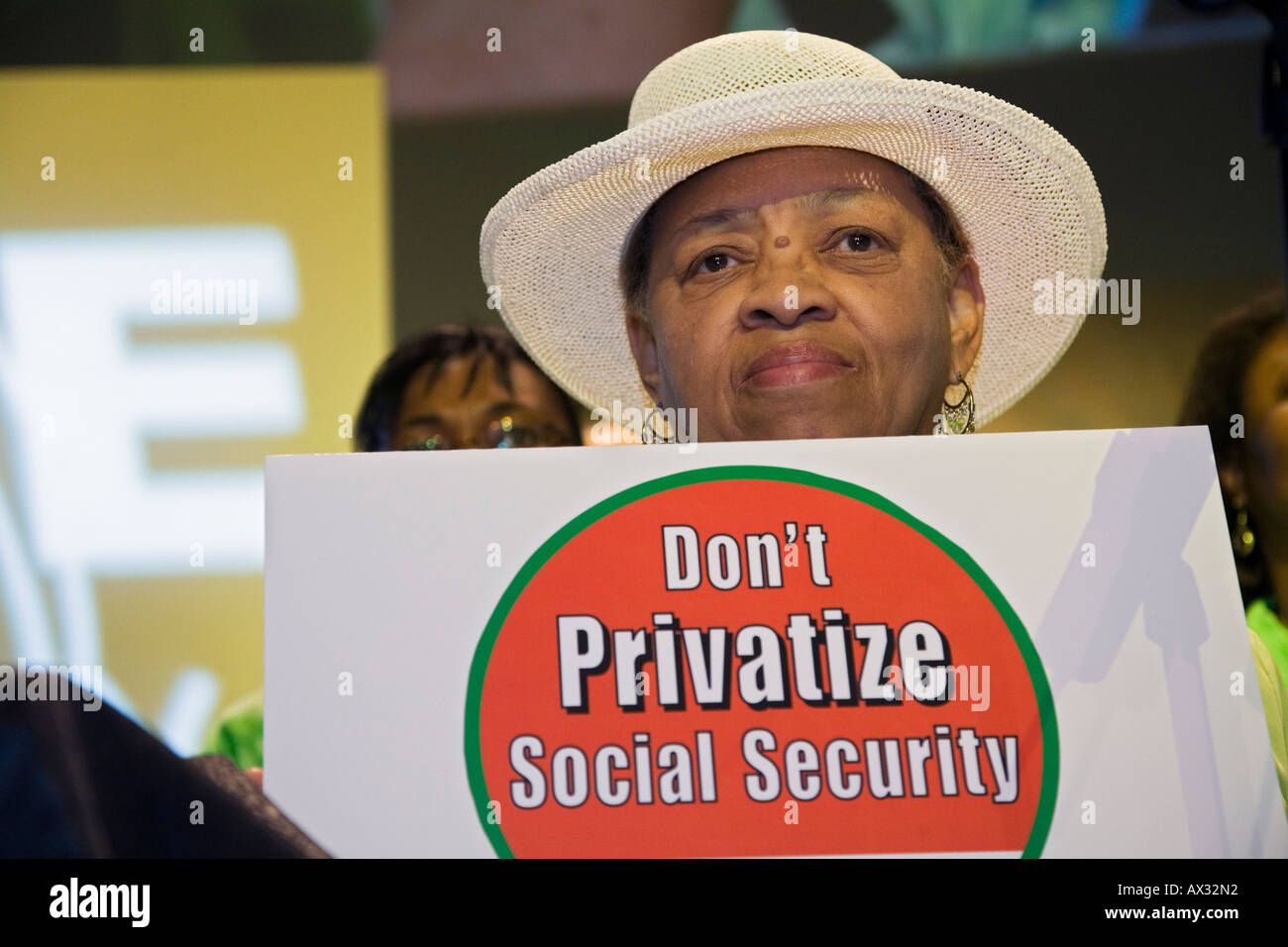 I membri dell'Unione opporsi alla privatizzazione della sicurezza sociale Foto Stock