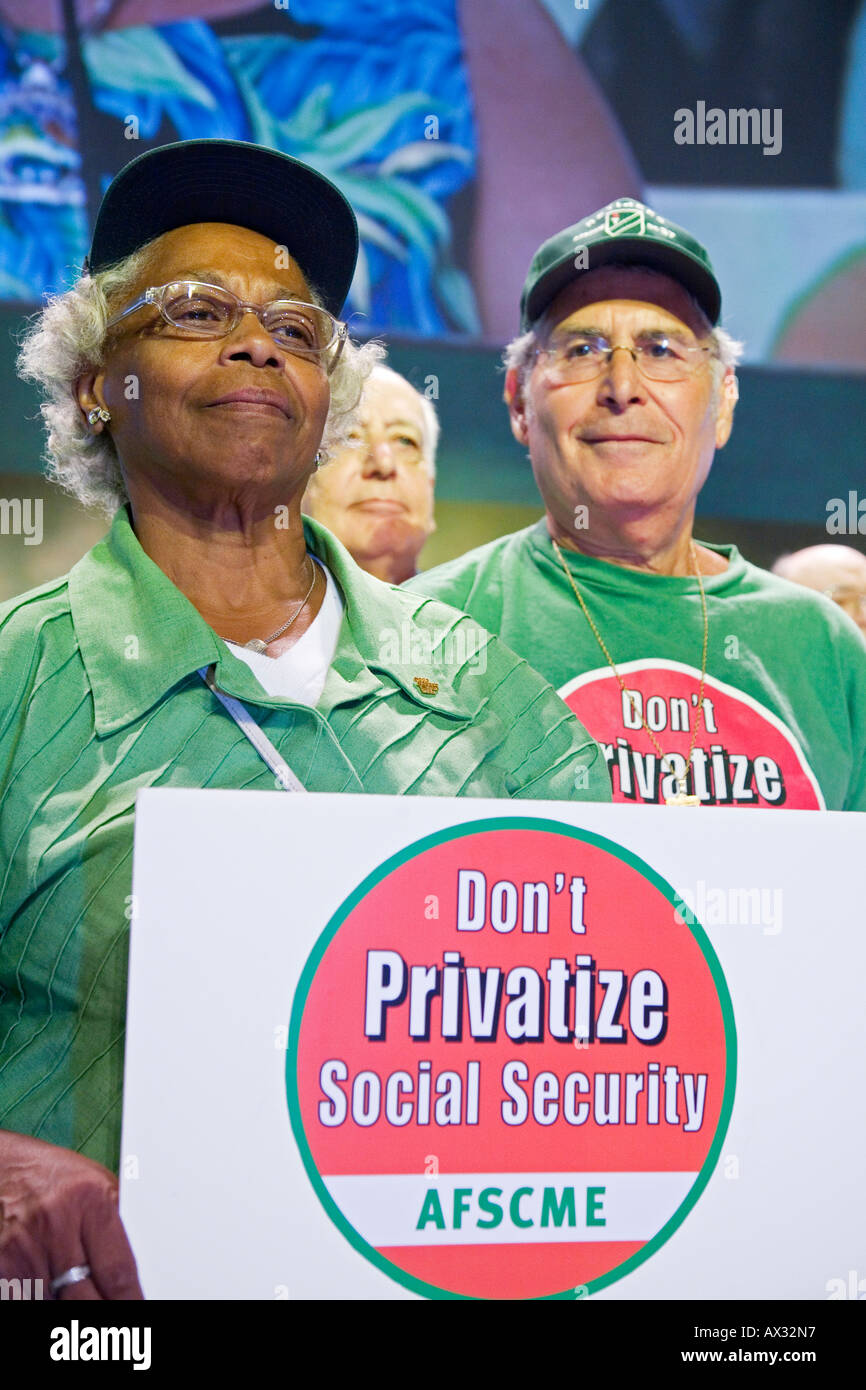 I membri dell'Unione opporsi alla privatizzazione della sicurezza sociale Foto Stock