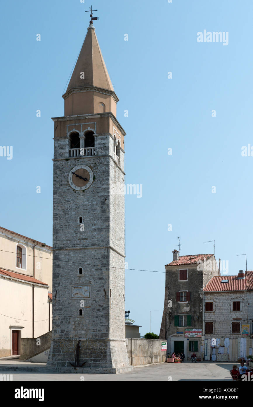 Torre dell Orologio/Belfry nella Città Vecchia, Umago, Istria, Croazia Foto Stock