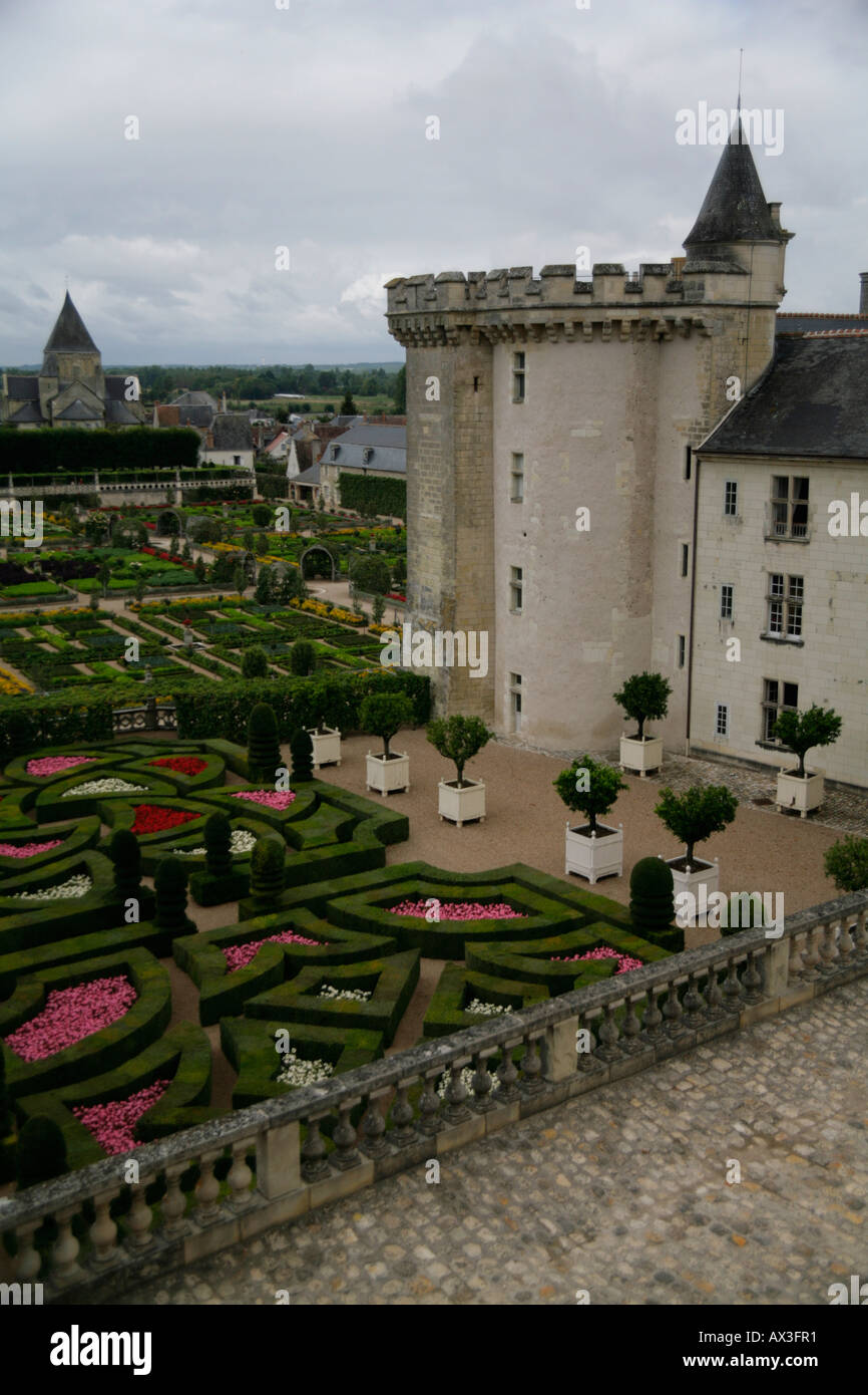 Chateau de Loire Villandry Francia giardino formale Foto Stock