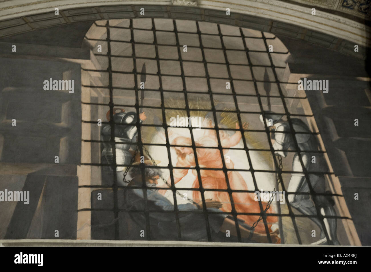 Dettaglio 2a atto della liberazione di Pietro da Raffaello Musei Vaticani Foto Stock