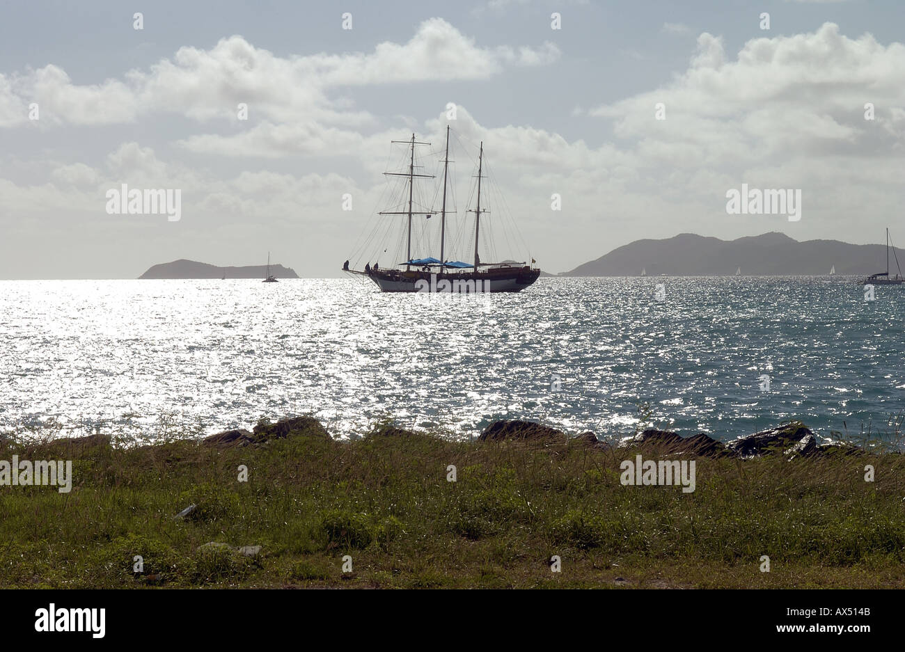 Tre Masted Schooner British Virgin Islands Carribean KDYER Foto Stock