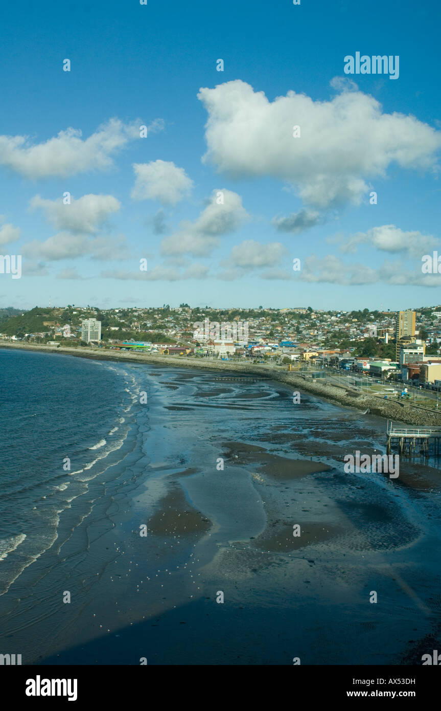 Il CILE, Puerto Montt Downtown area, Costanera a bassa marea Foto Stock