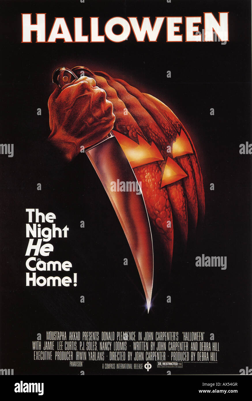 Poster di Halloween per 1978 Falcon International film con Jamie Lee Curtis e Donald Pleasance Foto Stock